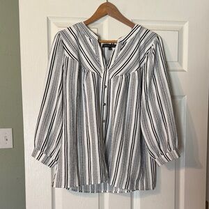 Adrienne Vittadini Black and White Striped Blouse